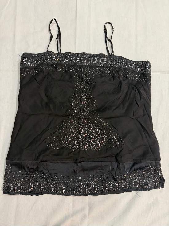 le chateau Tops - le château Black Embellished Beaded Spaghetti Strap Camisole